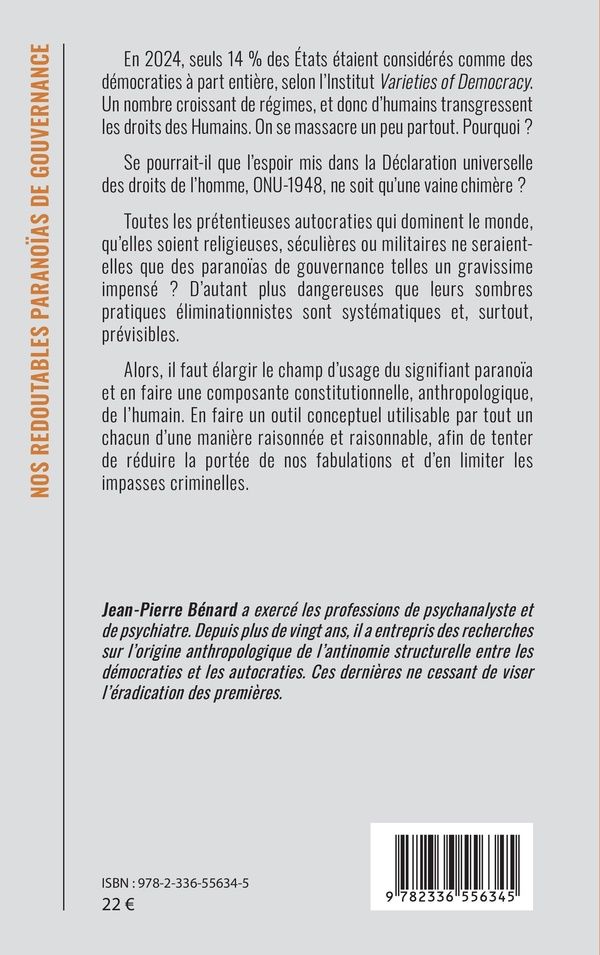Quatrième de couverture de « Nos redoutables paranoïas de gouvernance : un impensé lourd de conséquences »
