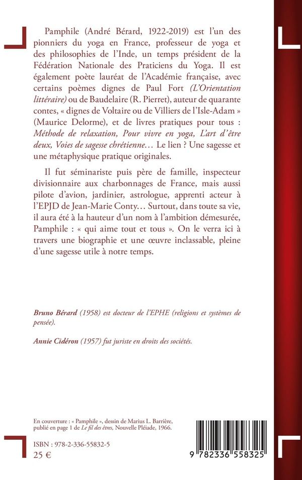 Quatrième de couverture de « Pamphile, André Bérard, 1922-2019 : un poète, pionnier du yoga en France »