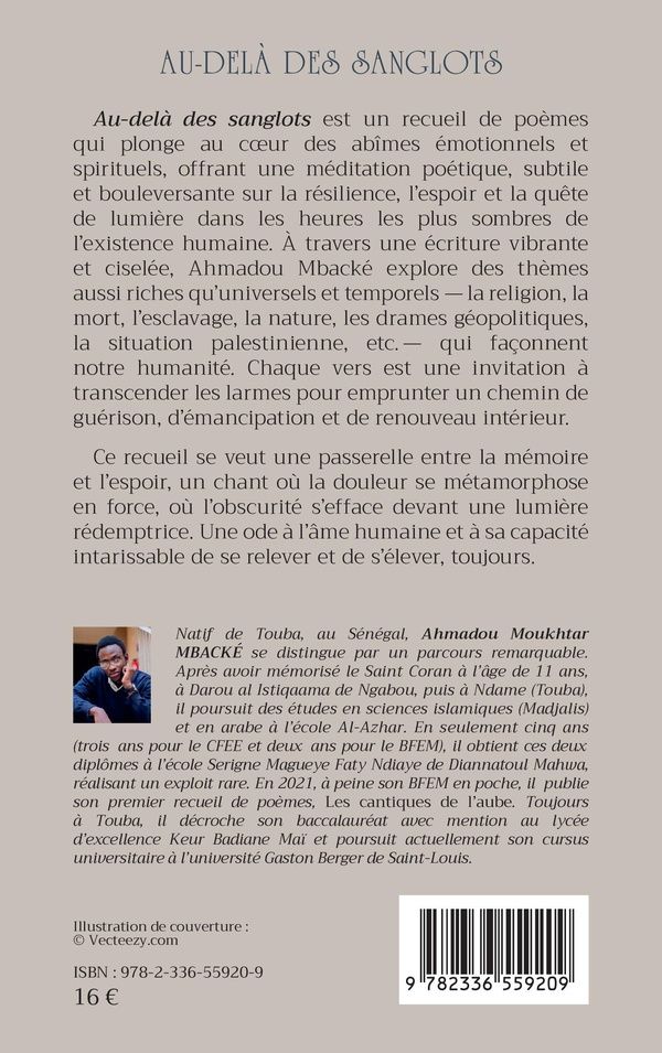 Quatrième de couverture de « Au-delà des sanglots : poésie »