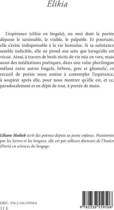 Quatrième de couverture de « Elikia »