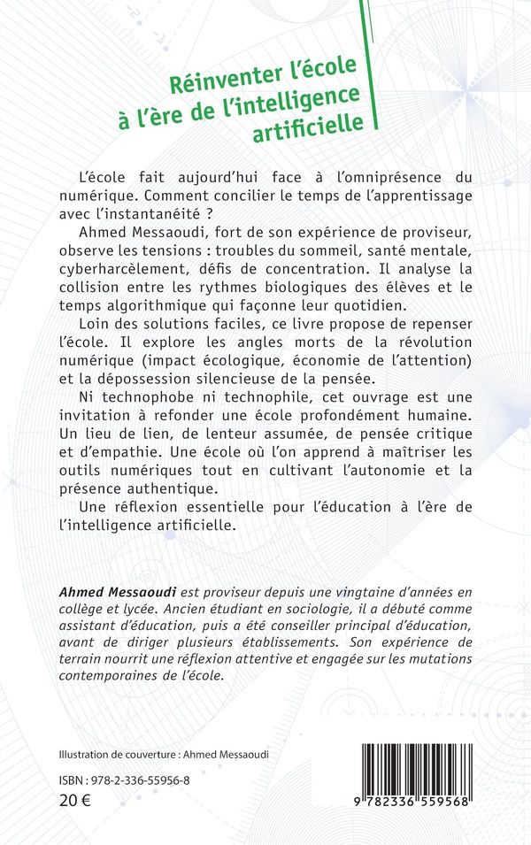 Quatrième de couverture de « Réinventer l'école à l'ère de l'intelligence artificielle : réflexions pour une reprise en main du numérique à l'école »