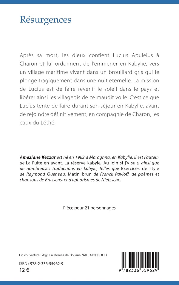 Quatrième de couverture de « Résurgences : pièce en quatre actes »