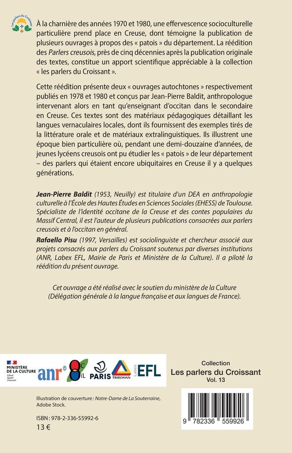 Quatrième de couverture de « Les parlers creusois »