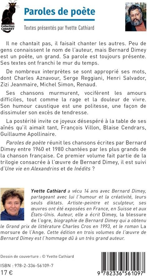 Quatrième de couverture de « Paroles de poète »