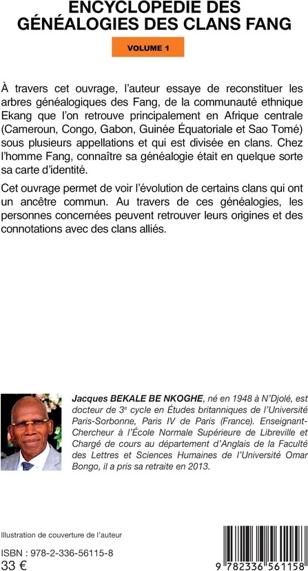 Quatrième de couverture de « Encyclopédie des généalogies des clans fang »