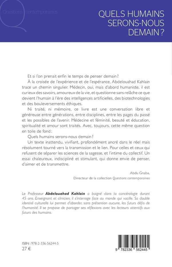 Quatrième de couverture de « Quels humains serons-nous demain ? »