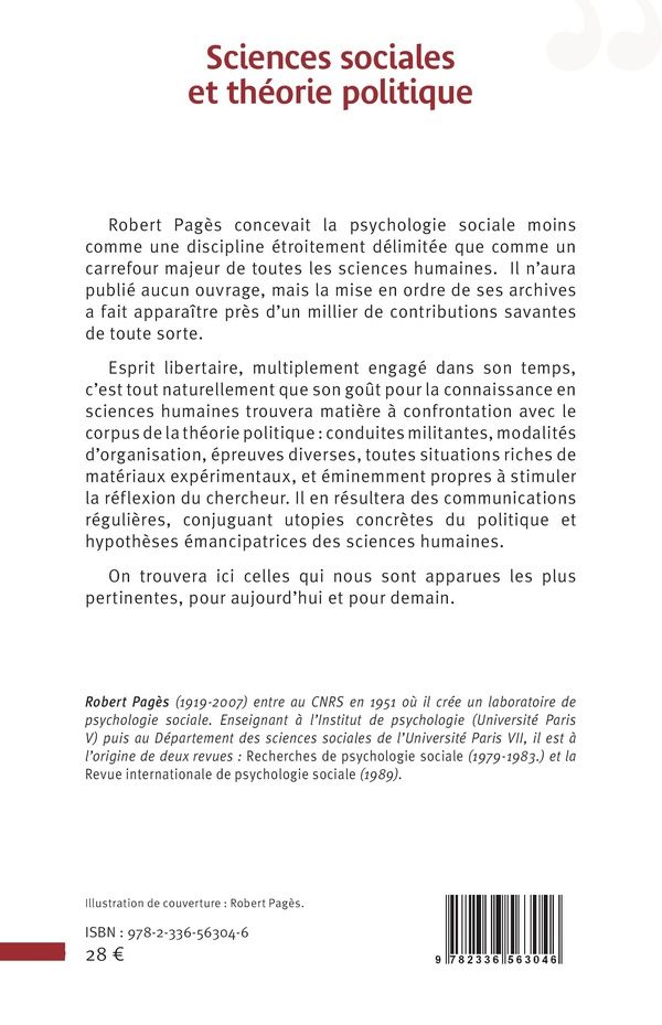 Quatrième de couverture de « Sciences sociales et théorie politique »
