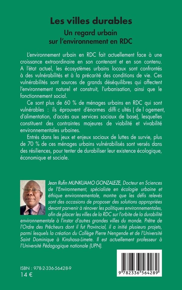 Quatrième de couverture de « Les villes durables : un regard sur l'environnement urbain en RDC »