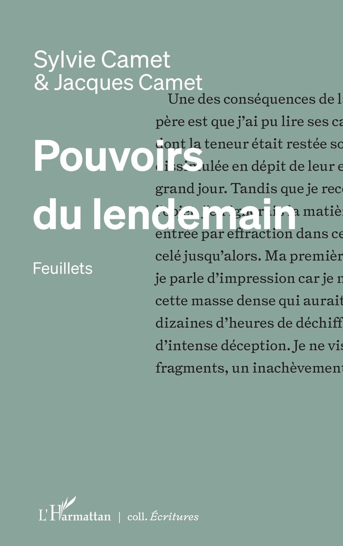 Couverture du livre « Pouvoirs du lendemain : feuillets » de Sylvie Camet, librairie Les Contes Infusés à Corte