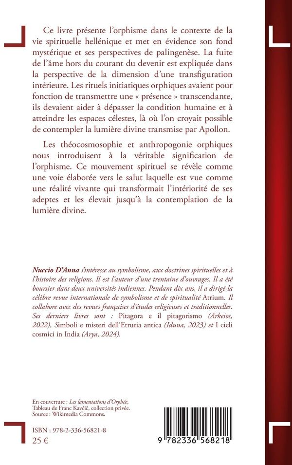 Quatrième de couverture de « Orphée : métaphysique et mystique »