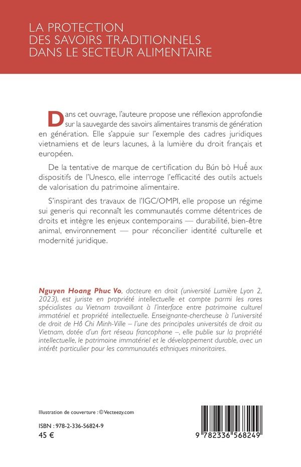 Quatrième de couverture de « La protection des savoirs traditionnels dans le secteur alimentaire »