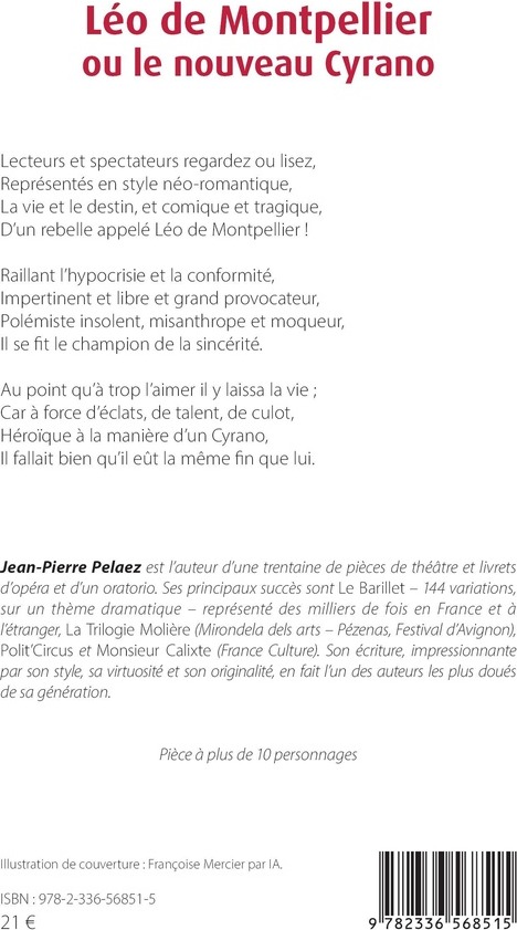 Quatrième de couverture de « Léo de Montpellier ou Le nouveau Cyrano »