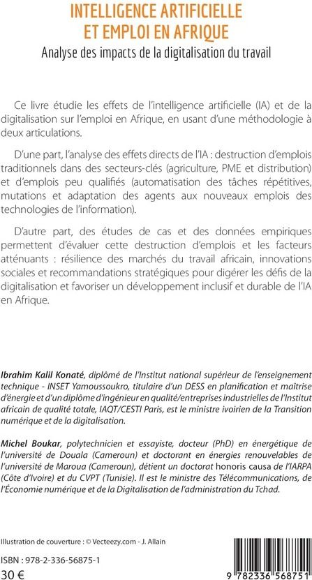 Quatrième de couverture de « Intelligence artificielle et emploi en Afrique : analyse des impacts de la digitalisation du travail »