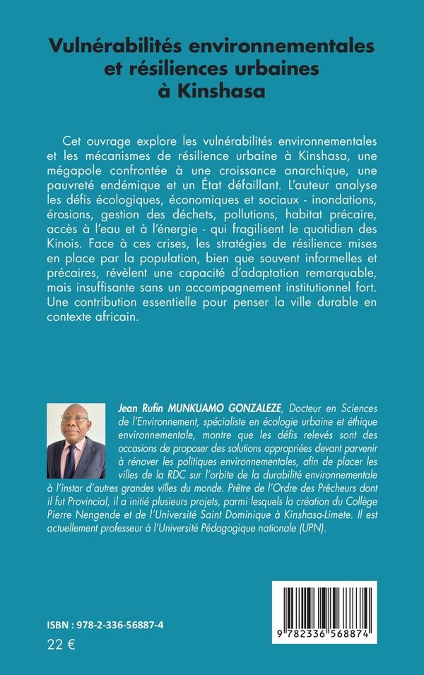 Quatrième de couverture de « Vulnérabilités environnementales et résiliences urbaines à Kinshasa »