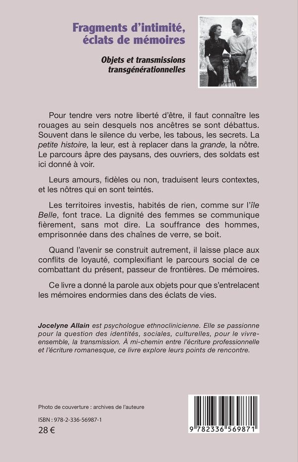 Quatrième de couverture de « Fragments d intimité, éclats de mémoires : Objets et transmissions transgénérationnelles »