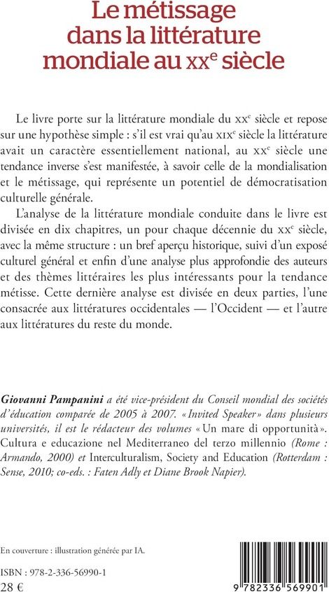 Quatrième de couverture de « Le métissage dans la littérature mondiale au XXe siècle »