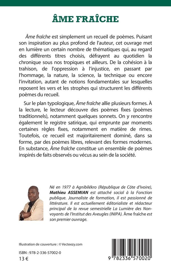 Quatrième de couverture de « Âme fraiche : Recueil de poèmes »