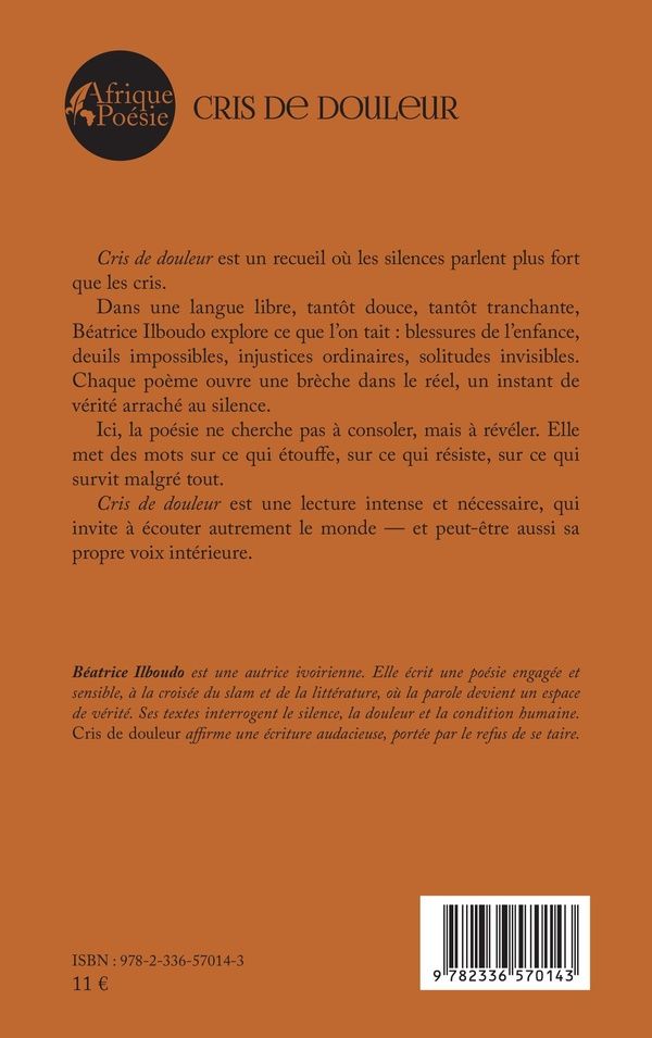 Quatrième de couverture de « Cris de douleur : Sous le poids de l agonie »