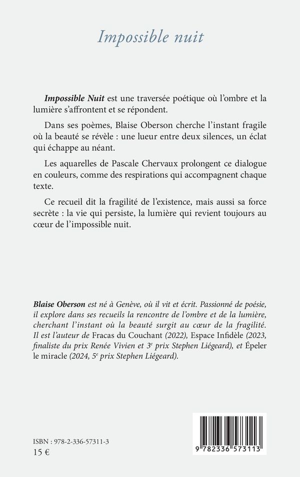 Quatrième de couverture de « Impossible nuit »