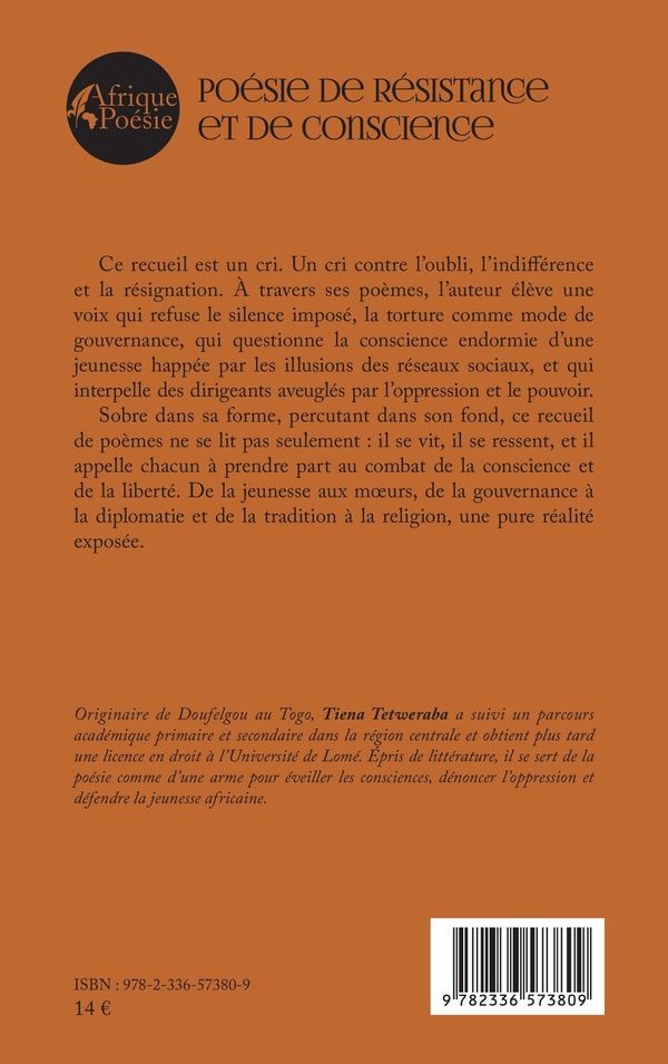 Quatrième de couverture de « Poésie de résistance et de conscience »