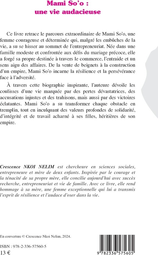 Quatrième de couverture de « Mami So'o : une vie audacieuse »