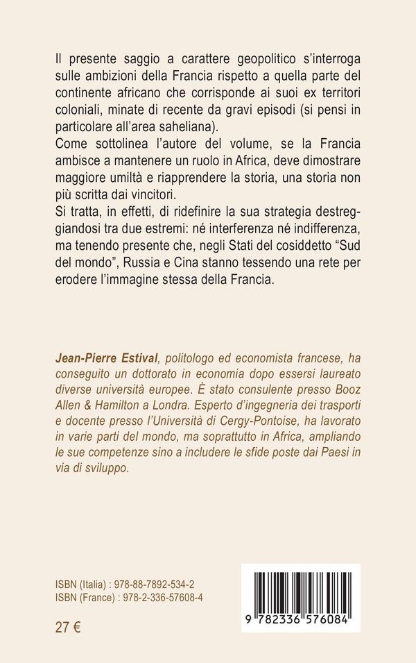 Quatrième de couverture de « Il crepuscolo dell'influenza francese in Africa »