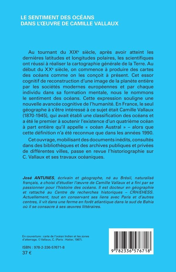 Quatrième de couverture de « Le sentiment des océans dans l'oeuvre de Camille Vallaux »