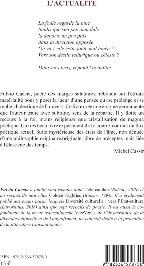 Quatrième de couverture de « L'ACTUALITE »