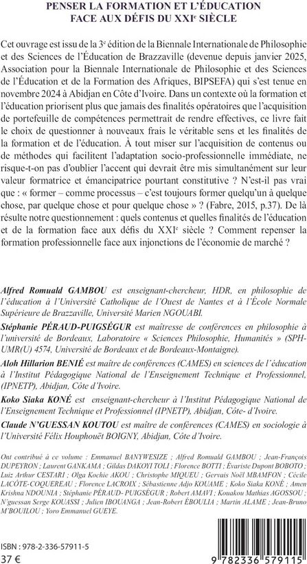 Quatrième de couverture de « Penser la formation et l éducation face aux défis du XXIe siècle »