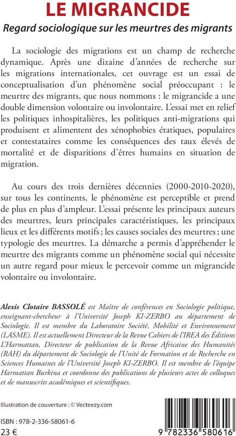 Quatrième de couverture de « LE MIGRANCIDE - REGARD SOCIOLOGIQUE SUR LES MEURTRES DES MIGRANTS »