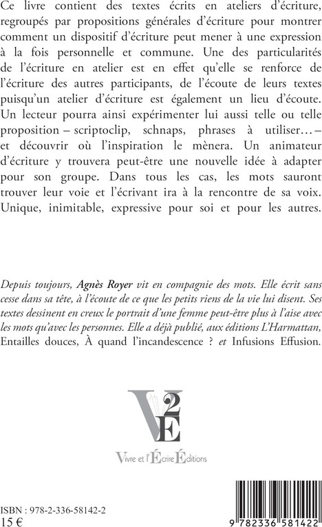 Quatrième de couverture de « ECRIRE EN ATELIER - L'IMPARFAIT DU SUBJECTIF »