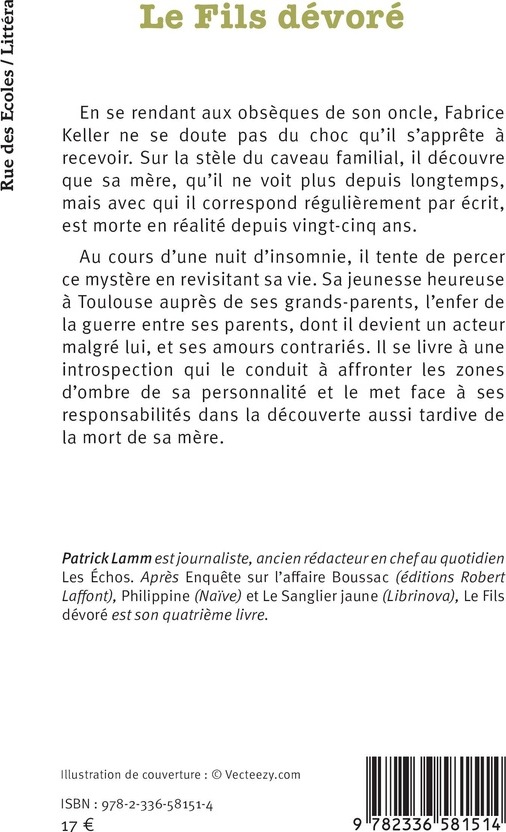 Quatrième de couverture de « LE FILS DEVORE »