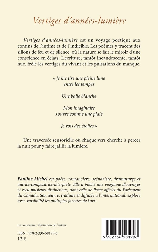 Quatrième de couverture de « Vertiges d'années-lumière »
