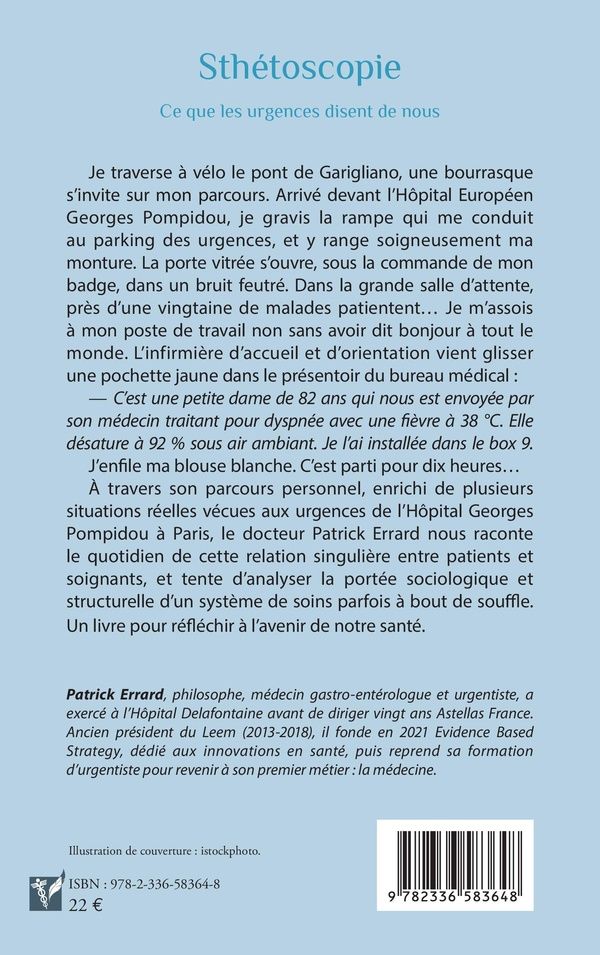 Quatrième de couverture de « Sthétoscopie : ce que les urgences disent de nous »