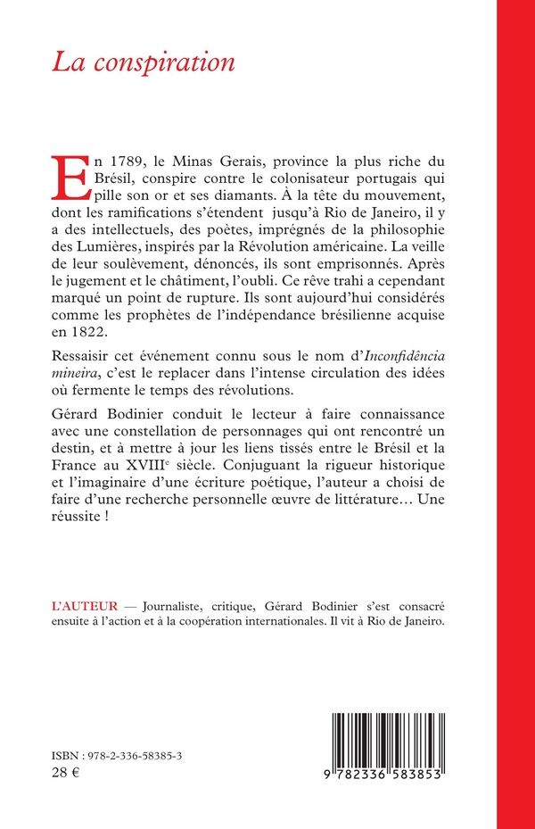 Quatrième de couverture de « LA CONSPIRATION - BRESIL, 1789 »