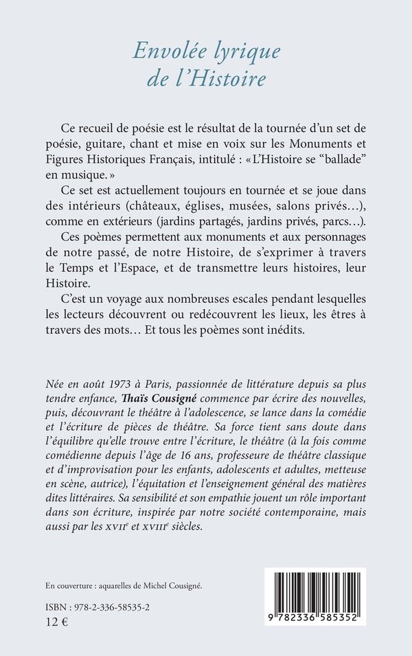 Quatrième de couverture de « Envolée lyrique de l'histoire »