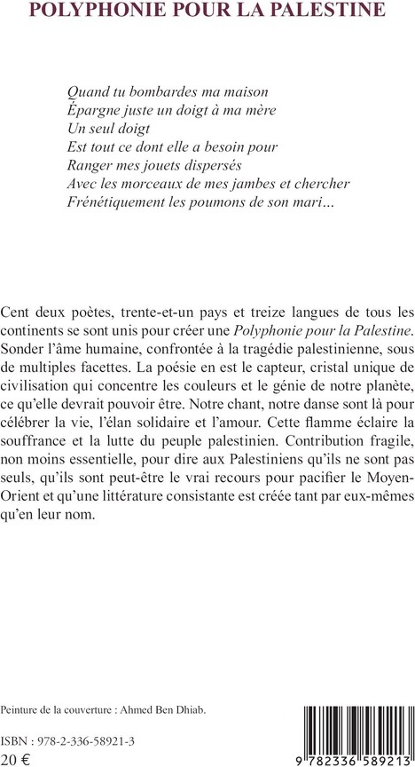 Quatrième de couverture de « Polyphonie pour la Palestine : 102 poètes »