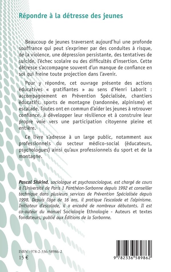 Quatrième de couverture de « Répondre à la détresse des jeunes »