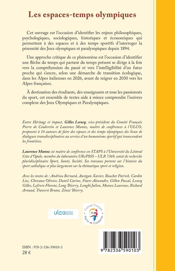Quatrième de couverture de « Les espaces-temps olympiques »