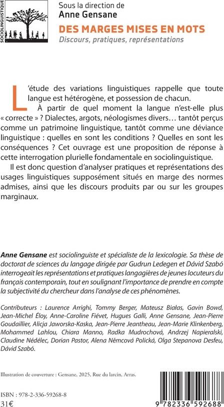 Quatrième de couverture de « Des marges mises en mots : discours, pratiques, représentations »