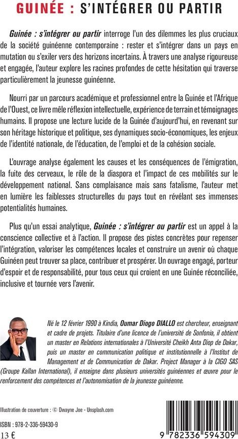 Quatrième de couverture de « Guinée: s'intégrer ou partir »