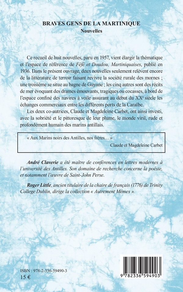 Quatrième de couverture de « Braves gens de la Martinique »