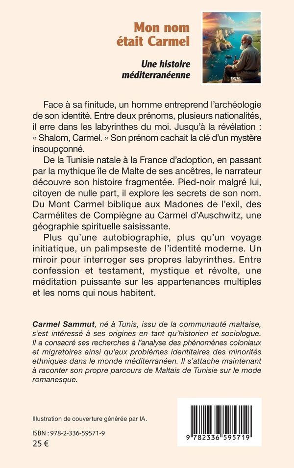 Quatrième de couverture de « Mon nom était Carmel : une histoire méditerranéenne »