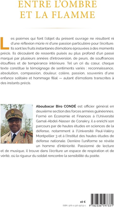 Quatrième de couverture de « Entre l'ombre et la flamme : Poèmes »