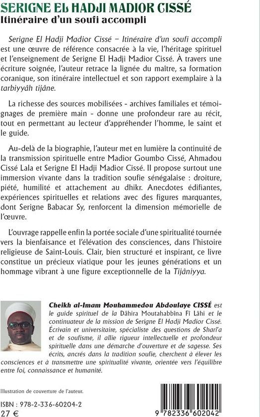 Quatrième de couverture de « Serigne El Hadji Madior Cissé : Itinéraire d un soufi accompli »