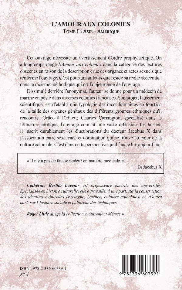 Quatrième de couverture de « L amour aux colonies : Asie - Amérique »