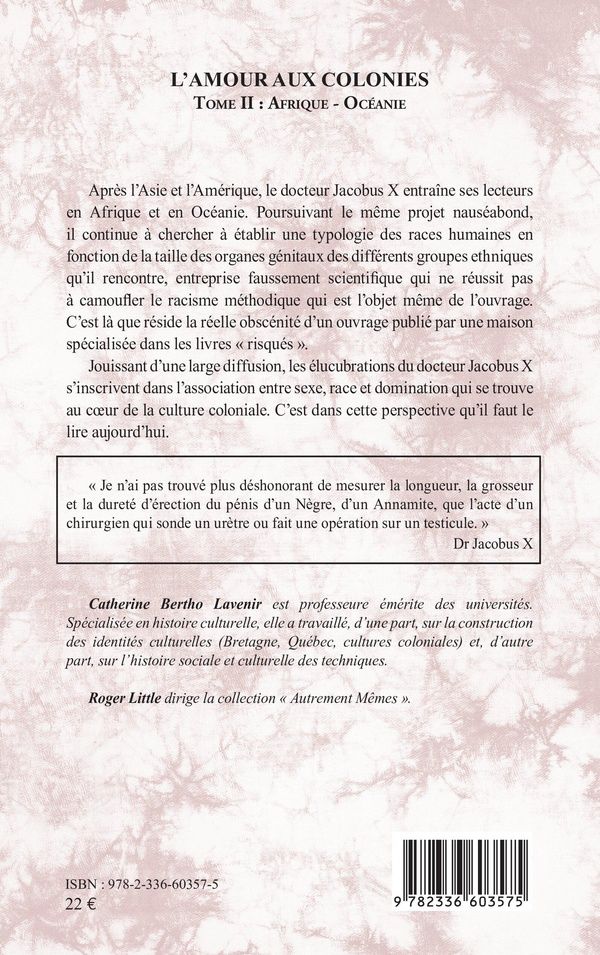 Quatrième de couverture de « L amour aux colonies : Afrique - Océanie »