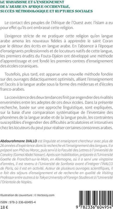 Quatrième de couverture de « Le wahabisme et l enseignement de l arabe en Afrique occidentale, succès méthodologique et ruptures sociales : Cas de la Guinée »