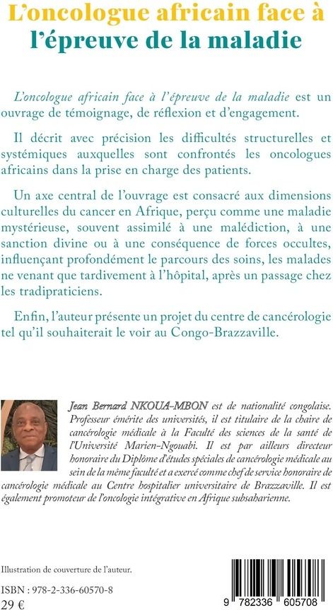 Quatrième de couverture de « L oncologue africain face à l épreuve de la maladie »