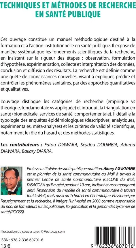 Quatrième de couverture de « Techniques et méthodes de recherche en santé publique »